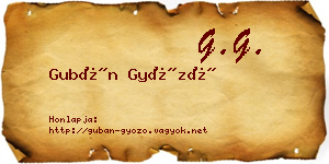 Gubán Győző névjegykártya